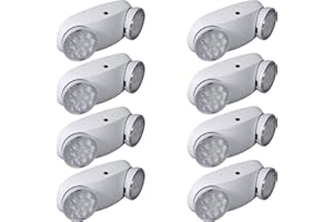 LED FLYING DIRECT LED Emergency Lights with Battery Backup, Two Head Adjustable Commercial Emergency Light, UL Listed, AC 120/277V, Hardwired Rechargeable LED Exit Lighting Fixtures for Business (8-Pack)
