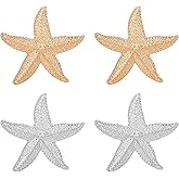 Dreuyet 2 Pairs Starfish Earrings for Women Trendy Chunky Gold Ocean Stud Earrings Boho Beach Earrings Summer Jewelry Gifts
