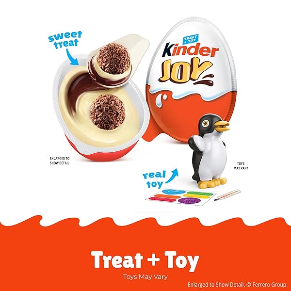 KINDER JOY EGGS, TREAT PLUS TOY, CHOCOLATEY WAFER BITES, INDIVIDUALLY WRAPPED, 6 COUNT, 4.2 OZ