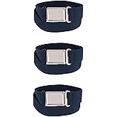 CTM Kids' Adjustable Elastic Belt with Magnetic Buckle (Pack of 3)