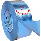 BlueTex Insulationㅤ HVAC Aluminum Foil Tape 2 inch x 150 ft (6 mil), Professional Grade Silver Duct Tape Metallic, Tear-Proof HVAC Tape, Heavy Duty, for Ductwork, Dryer Vent &amp; Insulation - 1 Roll