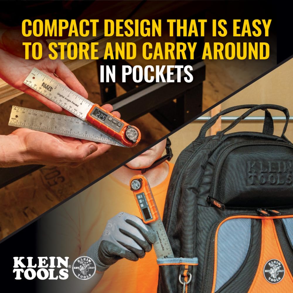 KLEIN TOOLS 935DAF Digital Angle Finder, Precision Measurements, Miter Saw Protractor Angle Calculation and Portable Design