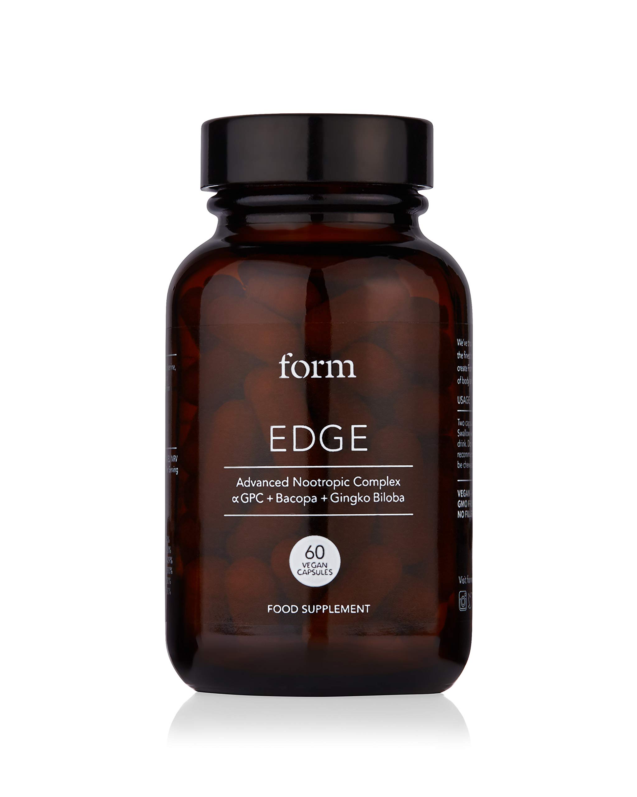 Form Edge - Natural Nootropic for Focus | Cognitive Supplement with Alpha GPC, Bacopa Monnieri, Ginkgo Biloba & B Vitamins | Supports Memory, Calmness & Mental Performance
