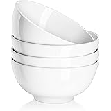 DOWAN 6" Ceramic Soup Bowls & Cereal Bowls - 22 Ounce Bowls Set of 4 for Kitchen - White Bowls for Cereal, Soup, Oatmeal, Ric
