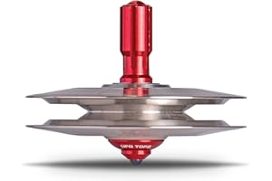 PLEXITY LABS UFO Tops - Height 611 | Metal Spinning Top | Inspired by The 1986 Soviet Union UFO Incident | Raw Stainless Steel UFO Body and Fireball Red Power Core™