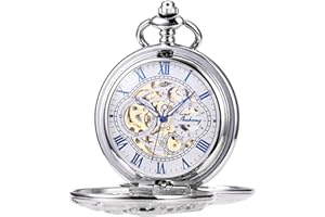 ManChDa Mechanical Pocket Watch for Men Women Dragon and Phoenix Pocket Watch with Chain