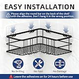 Menbyci Corner Shower Caddy 2 Pack Adhesive Stainless Steel 8 Hooks Black view 7
