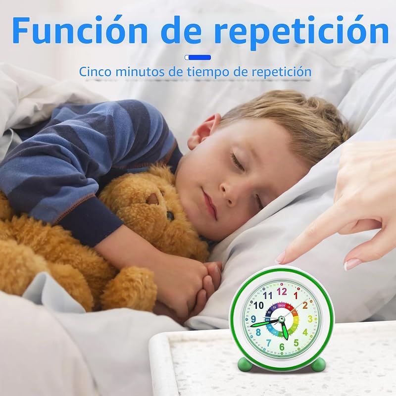 Despertador Infantil sin Tic TAC para Niños de 5 a 16 Años con Luz