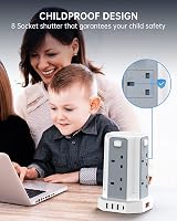 Sameriver Tower Extension Lead 3M 8 AC Outlets 4 USB Ports Surge Pro 13A view 8