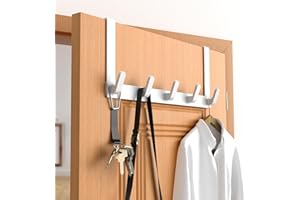CHAUNCEY HOME Over The Door Hooks Hanger with Extended Arms - Bathroom Accessories and Towel Rack Organizer for Coat Robe Hat - 2 Pack, White