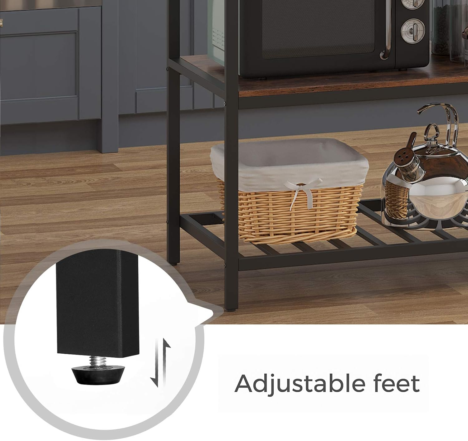 VASAGLE ALINRU Kitchen Island with 3 Shelves, Kitchen Shelf with Large Worktop, Stable Steel Structure, 47.2 x 23.6 x 35.4 Inches, Industrial, Easy to Assemble, Rustic Brown and Black UKKI01BX - Kitchen Islands & Carts