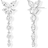 Sonateomber Heart Butterfly Drop Dangle Earrings for Women, Sparkly Cubic Zirconia Rhinestone Marquise Bridal Wedding Earings Prom Fashion Jewelry Gift