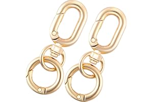 Winsyison 2pcs Double Opening Keychain Clip, Zinc Alloy Spring Snap Hooks for Jewelry Lanyards DIY Crafts Making, Swivel Keychain Clasp for Camping Hiking Travelling- Gold