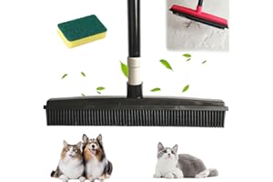 Broomwiz Pet Hair Removal Broom, Silicone Carpet Broom for Pet Hair for Fluff Carpet, Hardwood, Tile, Window (Black)