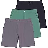 Real Essentials 3 Pack: Men’s 7" Golf Shorts with Pockets – Casual Athletic Active Hiking Workout Gym