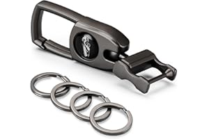 GKEYGO Keychain Carabiner for Keys, Heavy Duty Car Key Chain with 4 Key Rings Quick Release -Keychains Organizer for Men and Women - Dark Grey