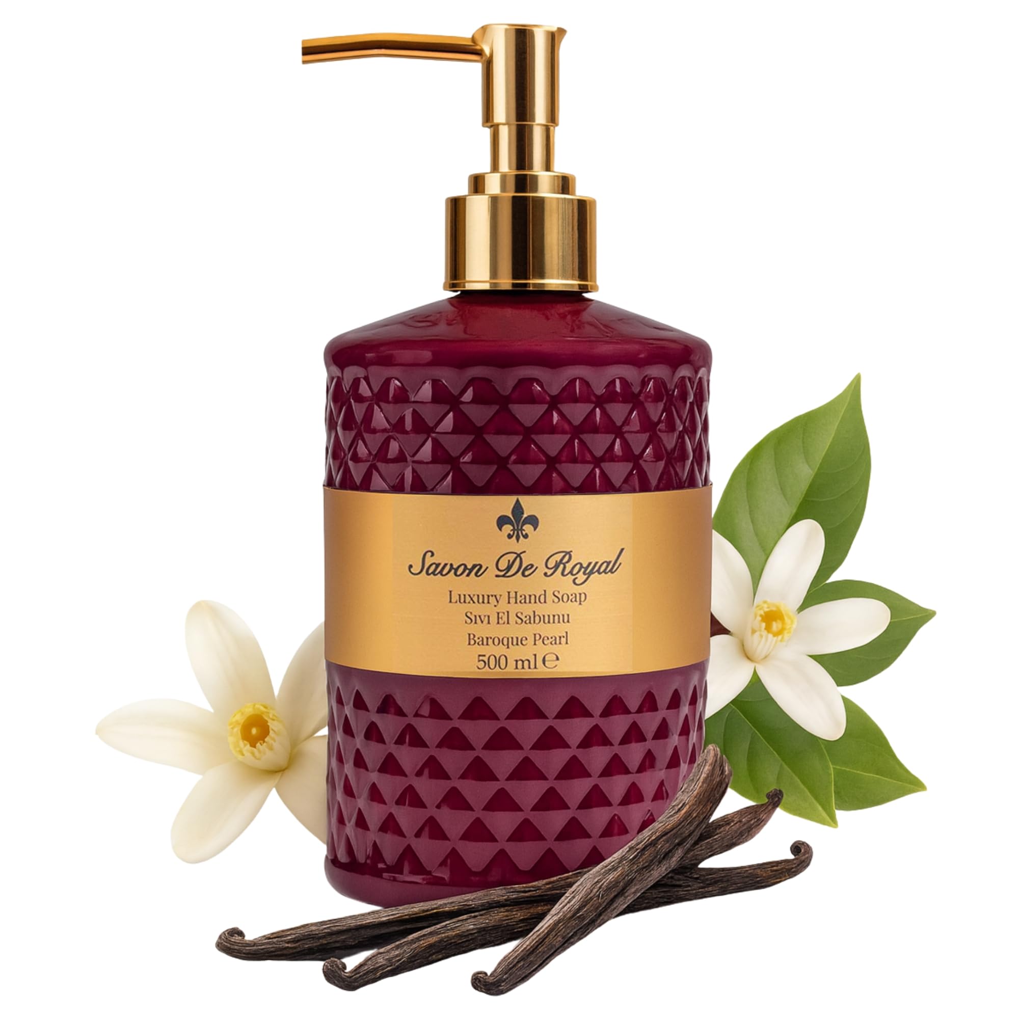 Savon De Royal Baroque Pearl Liquid Hand Soap- Liquid Hand Wash, Multi-Purpose Liquid Soap in Pump Dispenser, 500 ml (16.9 fl oz) Pack of 1, 6, or 12