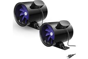 iPower Silent Inline Duct Ventilation Booster Fan 6 Inch 300 CFM Quiet Vent Exhaust Blower for Hydroponics Grow Tent Greenhouse Kitchen Bathroom, 2 Pack, Black