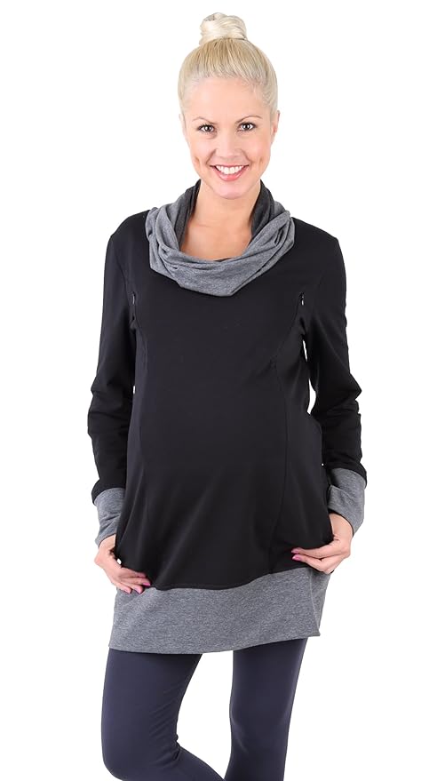 Be! Mama - 2in1 Umstandspullover, Sweatshirt, Still-Pulli, hochwertige Baumwolle, Modell: NELLA