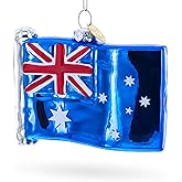Waving Flag of Australia Blown Glass Christmas Ornament