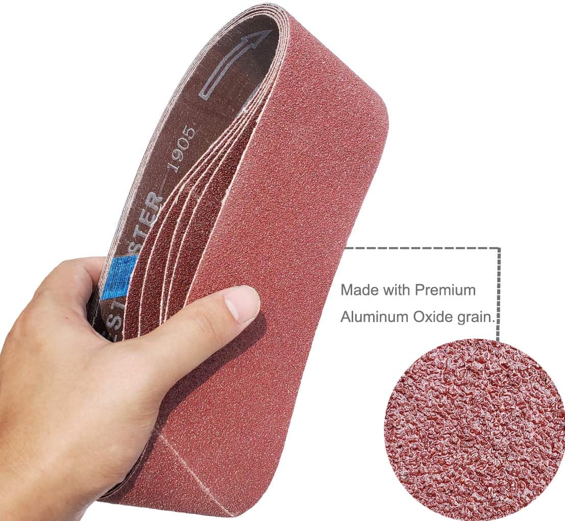 Sackorange 20 PCS 3 inch x 21 inch Abrasive Sanding Belts - 5 Each of 40 80 120 240 Grit Aluminum Oxide Sanding Belts For Belt sander (3 x 21 inch) - - 