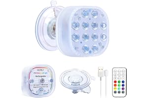 Homly Rechargeable Led Pool Lights, Full Waterproof Submersible Led Light with Magnet, Suction Cup, Pool Led Lights Color Changing Pool Lights Remote Controlled, Underwater Light Pond Light 1-Pack