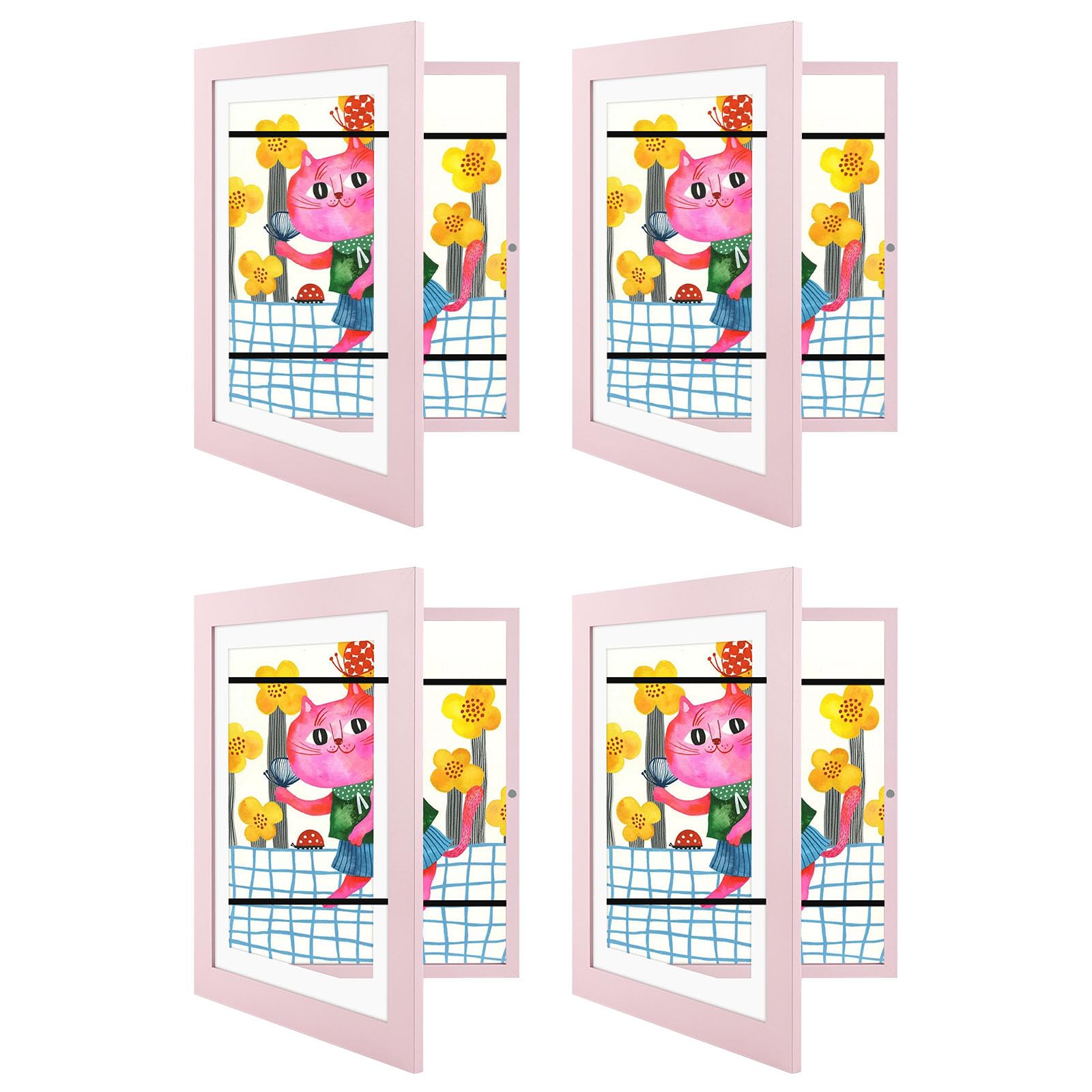 Golden State Art, 10x12.5 Kids Art Frames, Front-Opening Picture Frame Great for Kids Drawings, Artworks, Children Art Projects, Schoolwork, Home or Office (Light Pink, Set of 4) Image