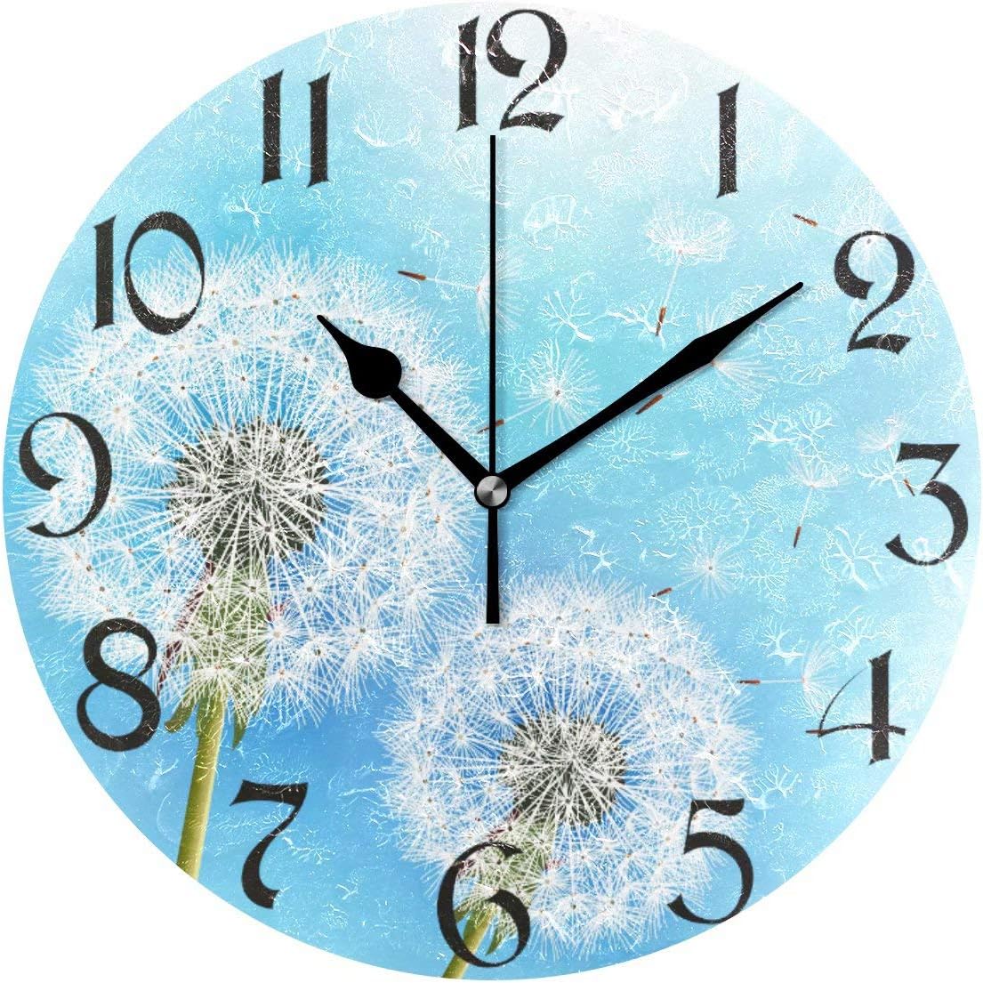 Amazoncom Pfrewn Blue Dandelions Wall Clock Silent Non Ticking Flowers Daisy Sunflower Clocks Battery Operated Vintage Desk Clock 10 Inch Quartz Analog Quiet Bedroom Living Room Home Decor Home Kitchen