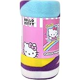 Northwest Hello Kitty Blanket Cartoon Painting (45''X 60'') | Hello Kitty Plush Soft Blanket Bedroom Decor Bundle with Stickers and More for Kids Toddlers Children, Pink, (HLFL)