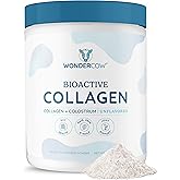 WONDERCOW Collagen Peptides Powder w/Bovine Colostrum, Naturally-Sourced Hydrolyzed Bone Collagen Powder, Hair Skin Nail & Joint Support,Type I & III Grass-Fed Collagen Supplements for Women & Men