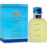 NovoGlow Dolcetto Light Blue Eau De Parfum for Men 3.4 Fl. Oz. 100ml Refreshing Combination of Woody Floral & Aquatic Fragrance - Scent Lasts All Day A Gift for Any Occasion