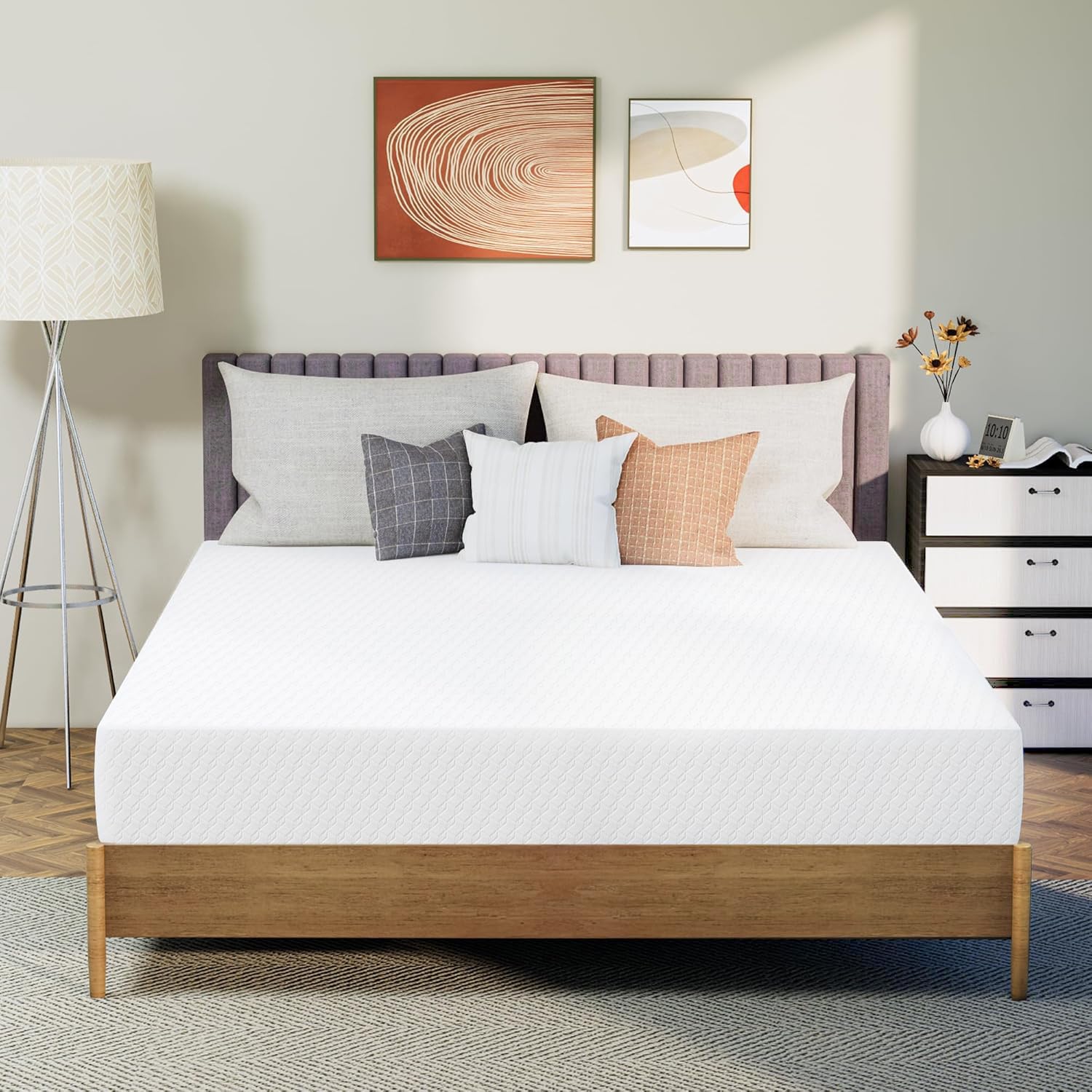 Neo Sleep 10 Inch Queen Cooling Gel Memory Foam Medium Firm Mattress Cool Sleep Pressure Relief CertiPUR-US Certified Foam, Mattress-in-a-Box Kids and Adults No Fiberglass (Queen, 10 in) Image