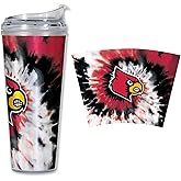 Rico Industries NCAA Glitter 24oz Acrylic Glitter Tumbler with Hinged Lid, Officially Licensed Double Wall Tumbler with Straw