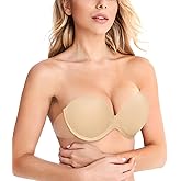 Wekofi Women's Backless Strapless Full Figure Clear Back Adhesive Underwire Padded Bra