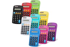 FLUTESAN 9 Pieces Bulk Pocket Size Student Function Calculator Mini Colorful Basic Solar Battery Calculator for Christmas Student School Gifts Home Office Desktop Accounting Tools