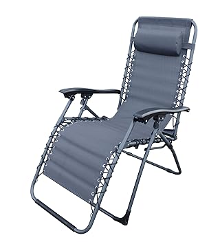 MQ Relax-Liegestuhl mit abnehmbarem Kissen, Belastbarkeit 120 kg, klappbar und verstellbar, UV-beständig grau ~cf1919-2