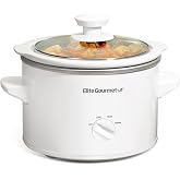 Elite Gourmet MST-250XW Electric Ceramic Slow Cooker, Adjustable Temp | Dishwasher-Safe Glass Lid &amp; Crock - Great for Entrees, Sauces, Stews &amp; Dips