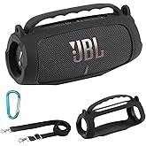 AONKE Silicone Case Compatible with JBL Charge 5 Portable Waterproof Bluetooth Speaker (Black)