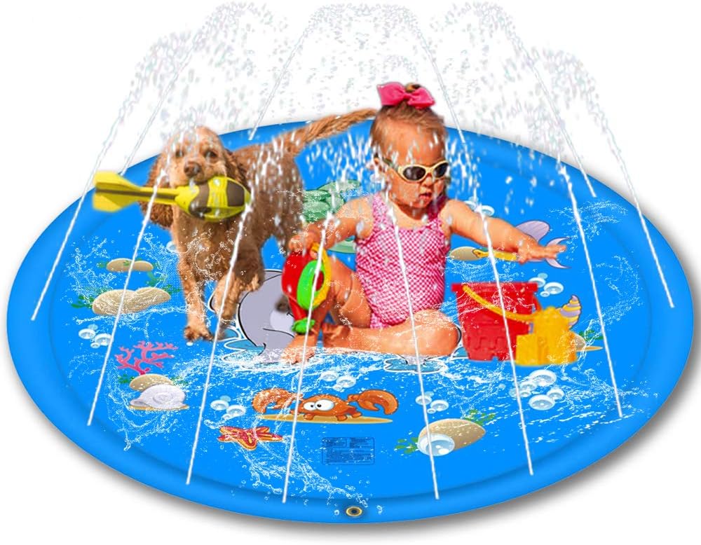 Outdoor Games Inflatable Shark Water Mat Toys 68’’ Kids Sprinkler Pad