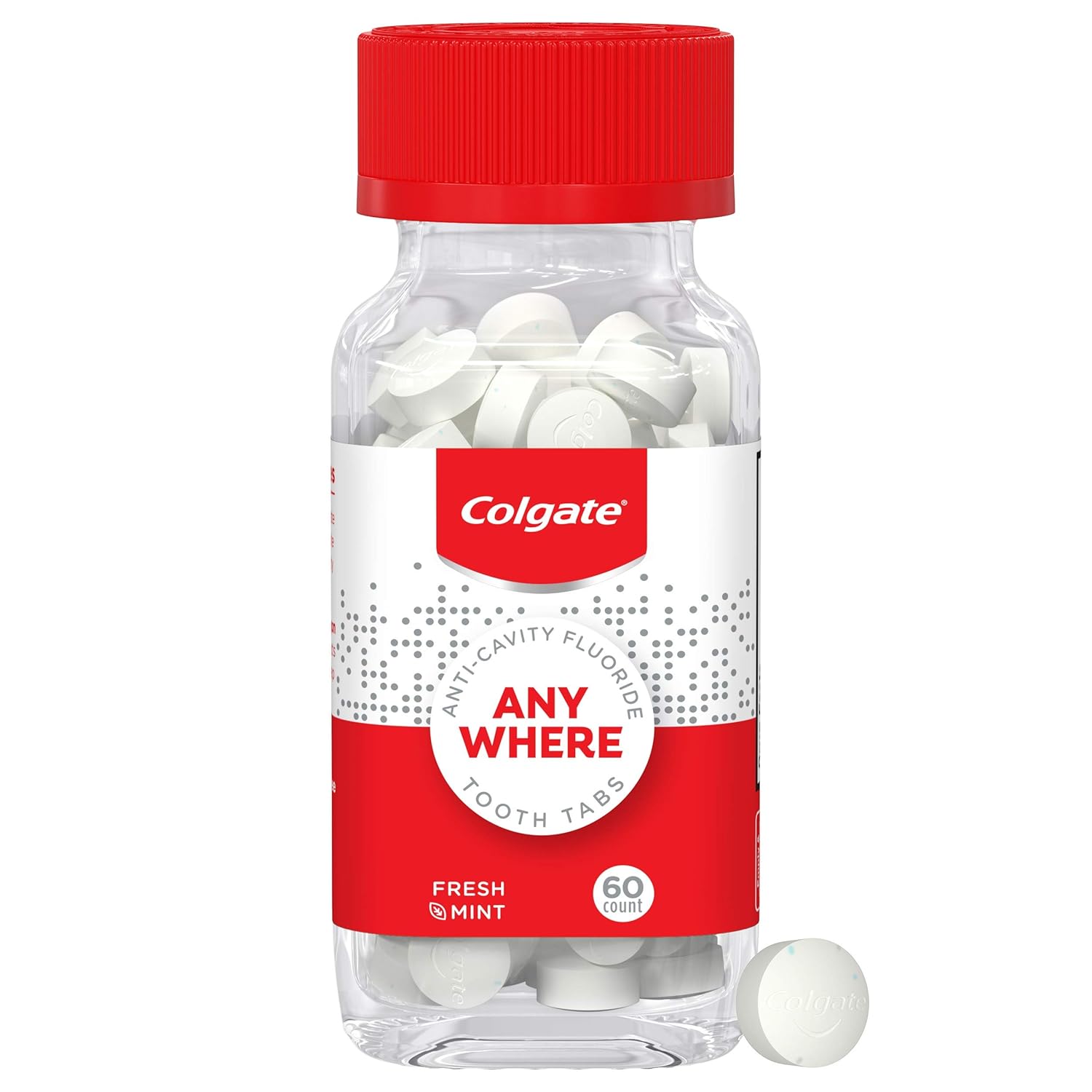 Colgate Anywhere Travel Toothpaste Tablets with Fluoride, Eco Friendly & Plastic Free Glass Jar, Fresh Mint - 60 count : Beauty