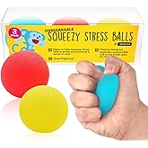 IMPRESA Squishy Stress Ball Set - Sensory Toys for Kids - Fidget Toys for Adults - Tear-Resistant Squeeze Balls for Stress Relief - Pack of 3, Multicolor