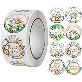 Jungle Safari Thank You Stickers, Wild Animals Thank You Stickers for Baby Shower Birthday Party Gift Wrap Bag Label Decorations,500/roll