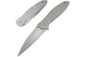 HUAAO Outdoor Flipper Pocket Folding Knife 3" Bead Blast Plain Blade, Stainless Steel Handles Frame Lock,Reversible Pocketclip