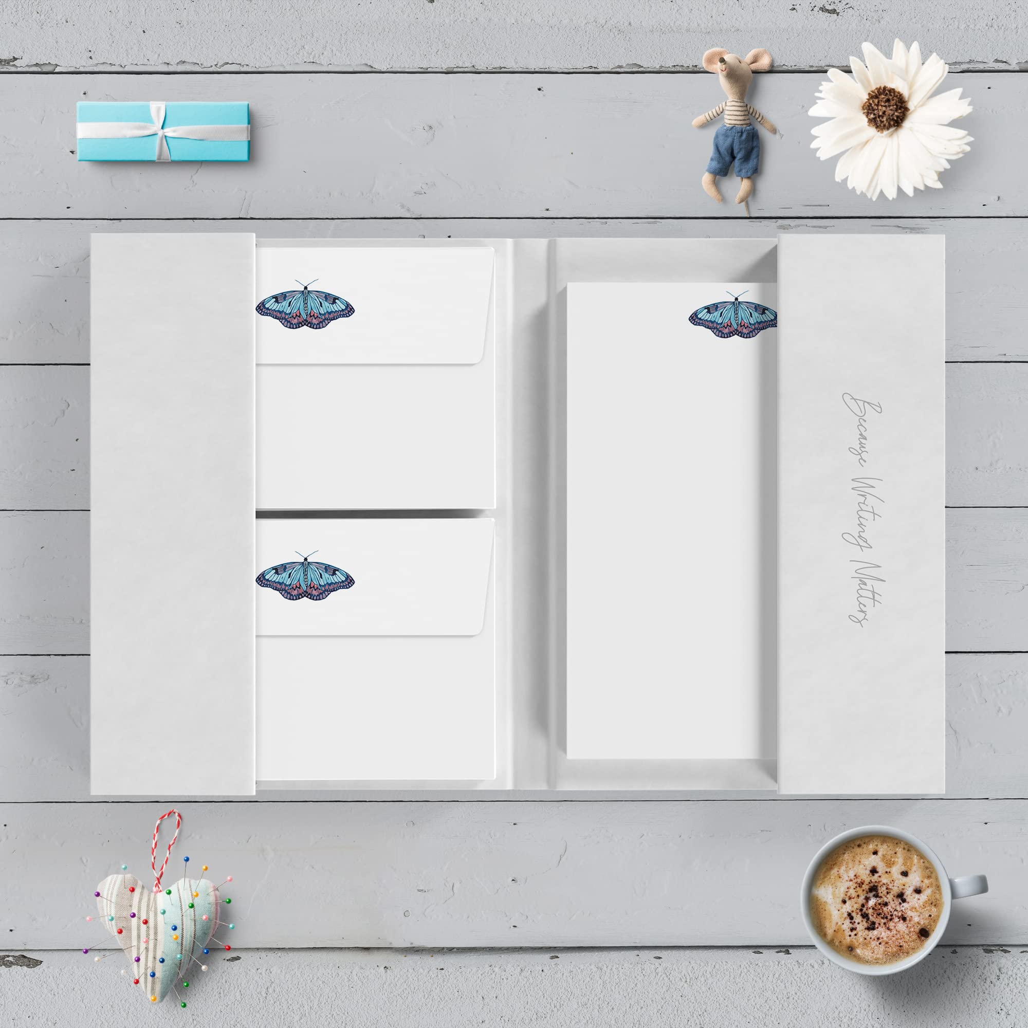 Me Loovely Butterfly Letter Writing Paper and Envelopes Set A5 Size Letters Papers Luxury Stationary Supplies for School Home & Office | (Pack of 20 with Folder)