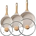 VONIKI Nonstick Frying Pans With Lid Granite Frying Pan Set, Induction Omelette Pans for Cooking Skillet Set Non-stick Cookware Set, Kitchen Skillet Pans Non Sticking Chef's Pan Pot and Pan Gift
