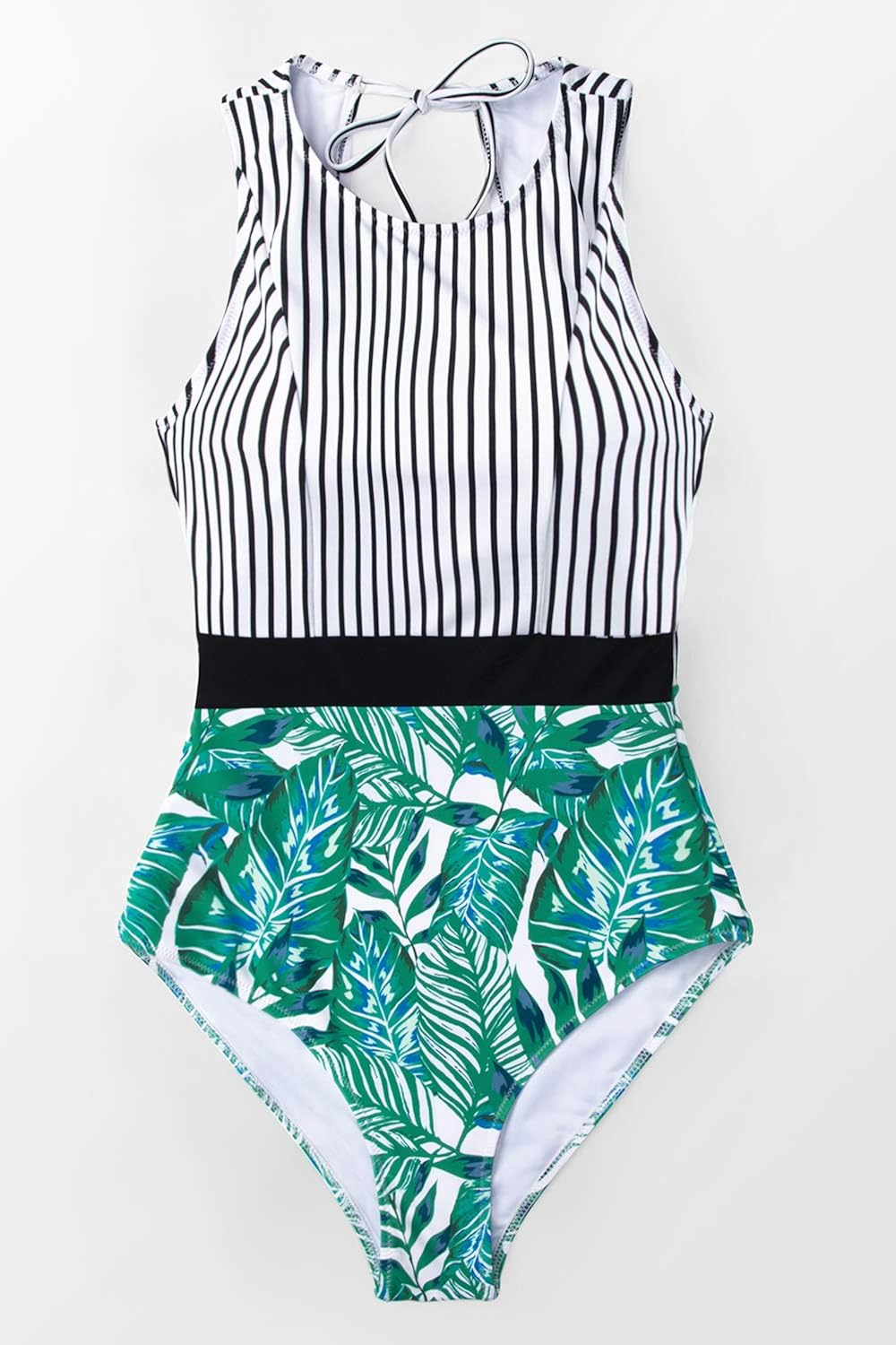 CUPSHE Women's Striped Leafy One Piece Swimsuit at  Women’s Clothing store