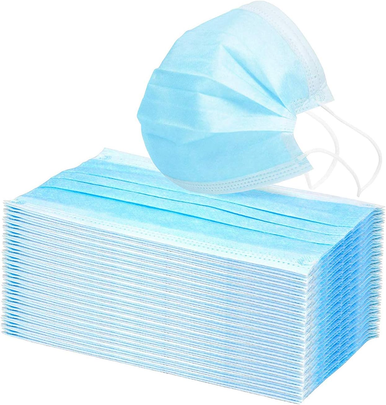 100 Pcs Disposable Face Masks - Disposable Surgical Mask Dust Breathable Earloop Antiviral Face Mask, Comfortable Medical Sanitary Surgical Mask Thick 3-Layer Masks