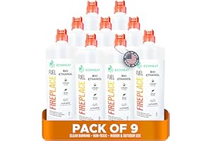 VOLU SOL Ecoheat Fireplace Fuel, Ventless, Bio-Ethanol, Clean Burning/Eco-Friendly (1000mL /32 oz.) - (Pack of 9)