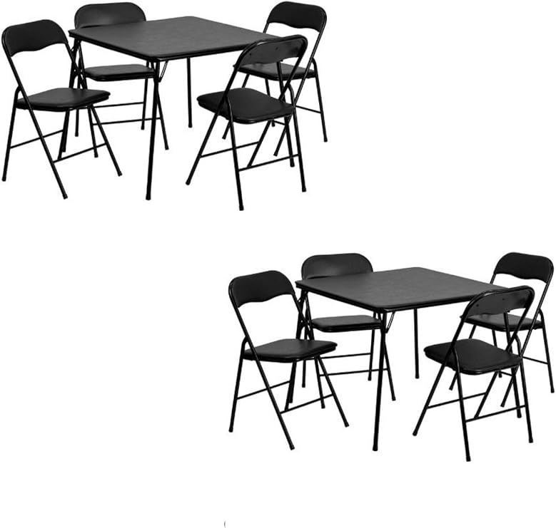 Amazon Com Flash Furniture 5 Piece Black Folding Card Table And