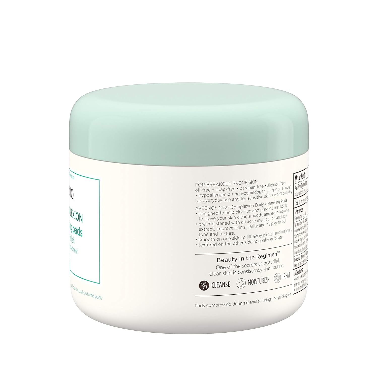 Aveeno Clear Complexion Daily Facial Cleansing Pads with Salicylic Acid Acne Treatment, 28 ct : Facial Cleansing Pads : Beauty